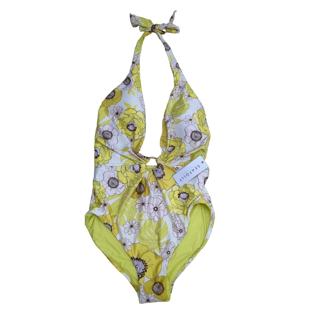 Seafolly One Piece Swimsuit Womens 8 Floral Y2K Boho Retro Resort Vacation Beach